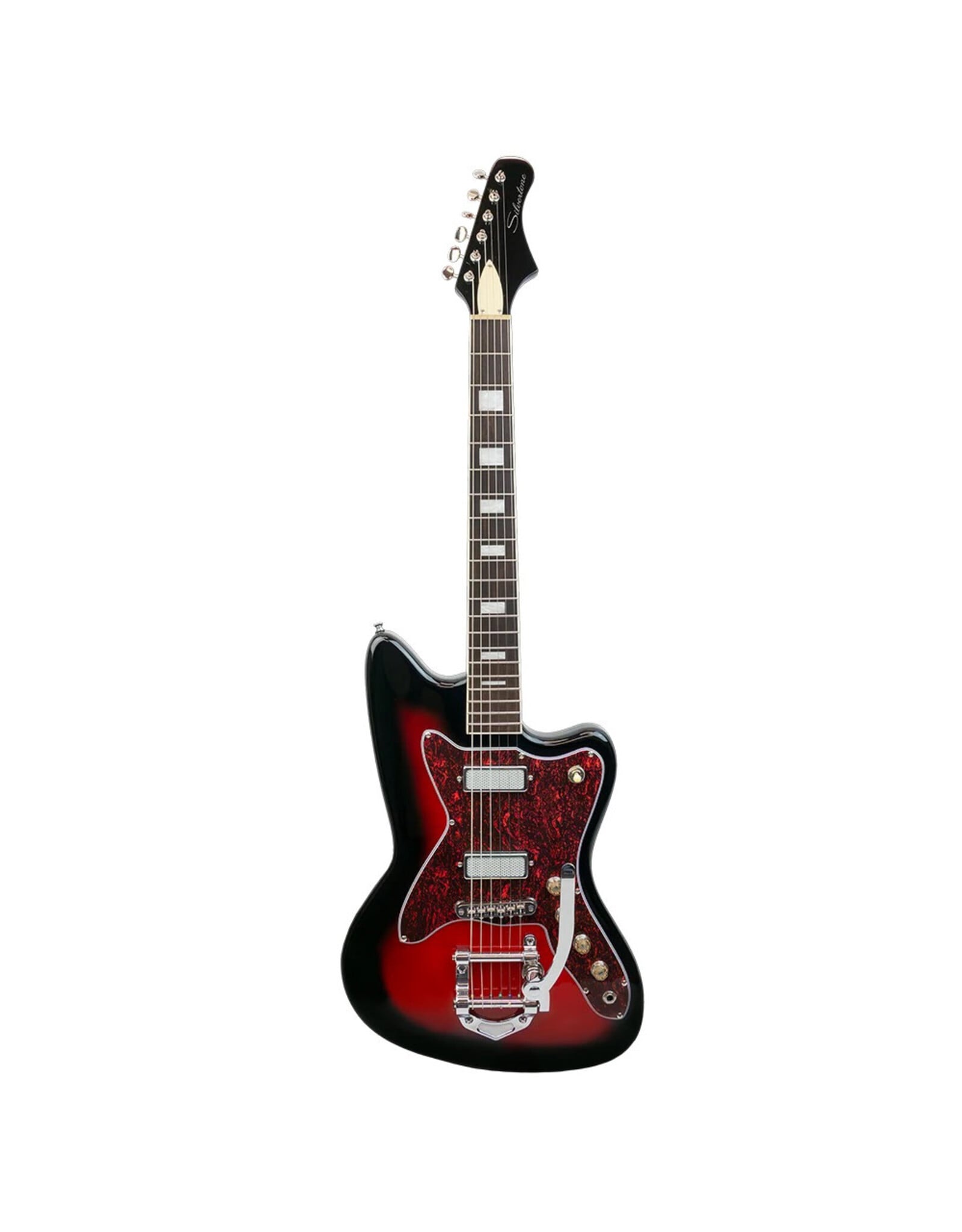 Silvertone 1478 Offset Electric Guitar with Gold Foil Pickups and Vibrato, Red Sun Burst
