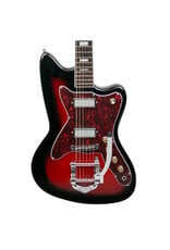 Silvertone 1478 Offset Electric Guitar with Gold Foil Pickups and Vibrato, Red Sun Burst