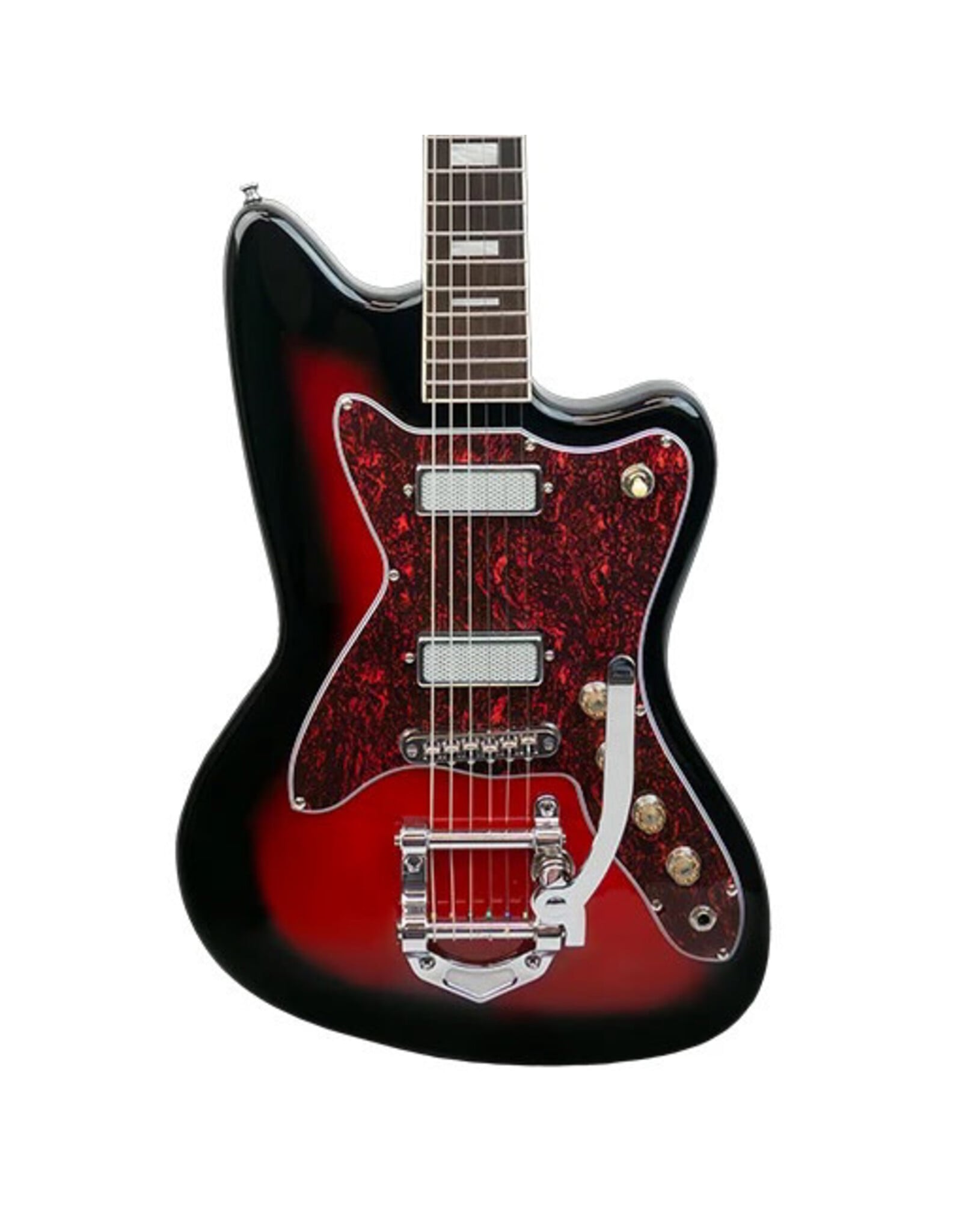 Silvertone 1478 Offset Electric Guitar with Gold Foil Pickups and Vibrato, Red Sun Burst