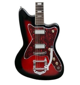 Silvertone 1478 Offset Electric Guitar with Gold Foil Pickups and Vibrato, Red Sun Burst