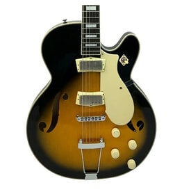 Silvertone 1446 Semi-Hollow Electric Guitar with Trapeze Tailpiece, Tobacco Sunburst