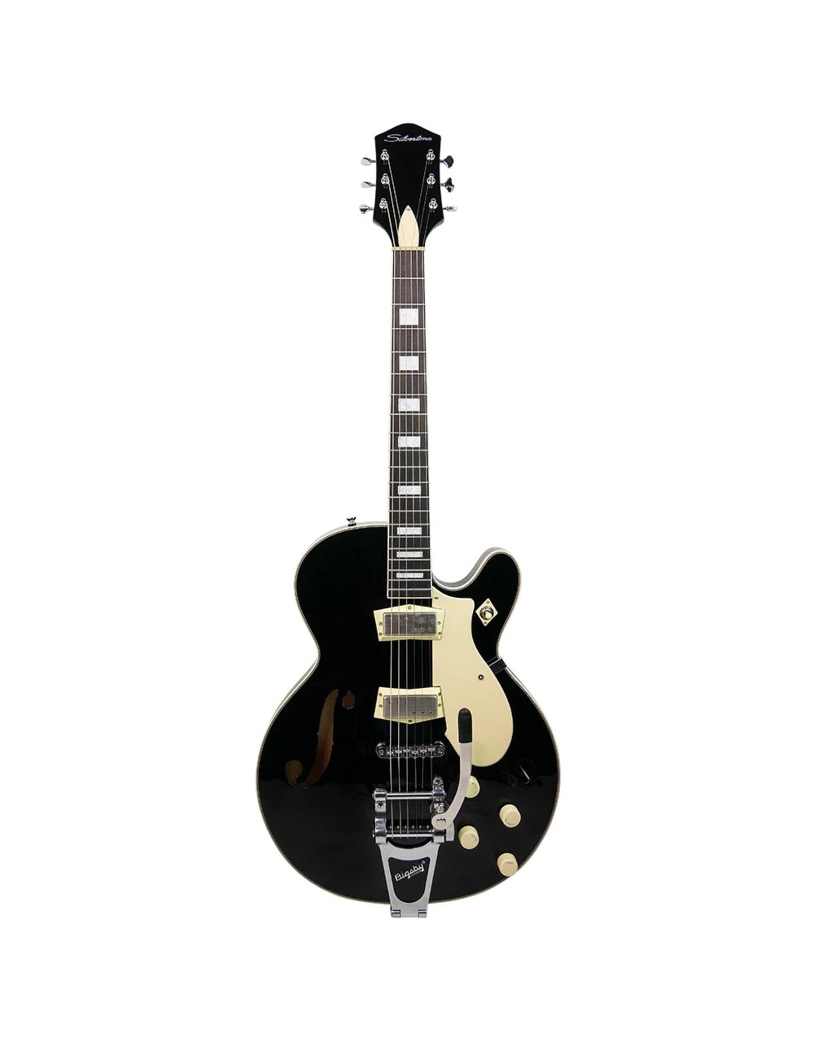 Silvertone 1446 Semi-Hollow Guitar with Bigsby, Gloss Black