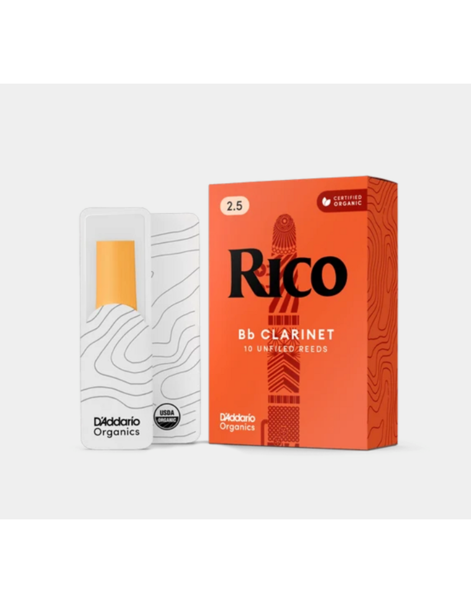 Rico Rico Organic Bb Clarinet Reeds, Strength 2.5, Pack of 10