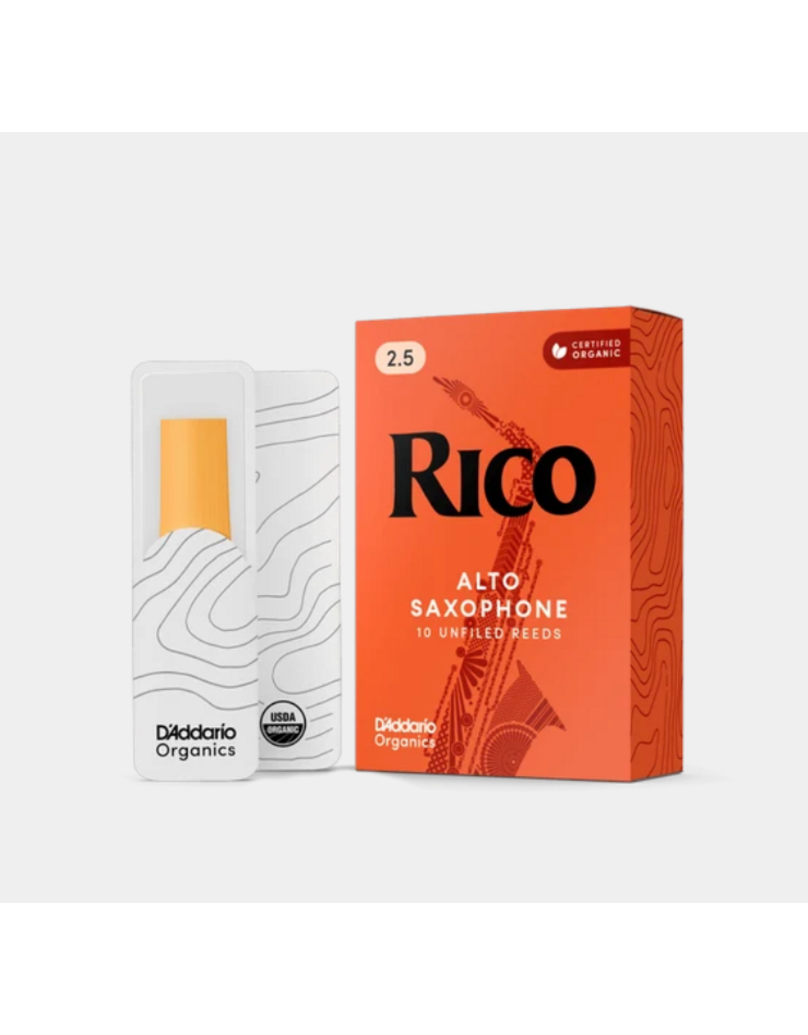 Rico Rico Organic Alto Saxophone Reeds, Strength 2.5, Pack of 10