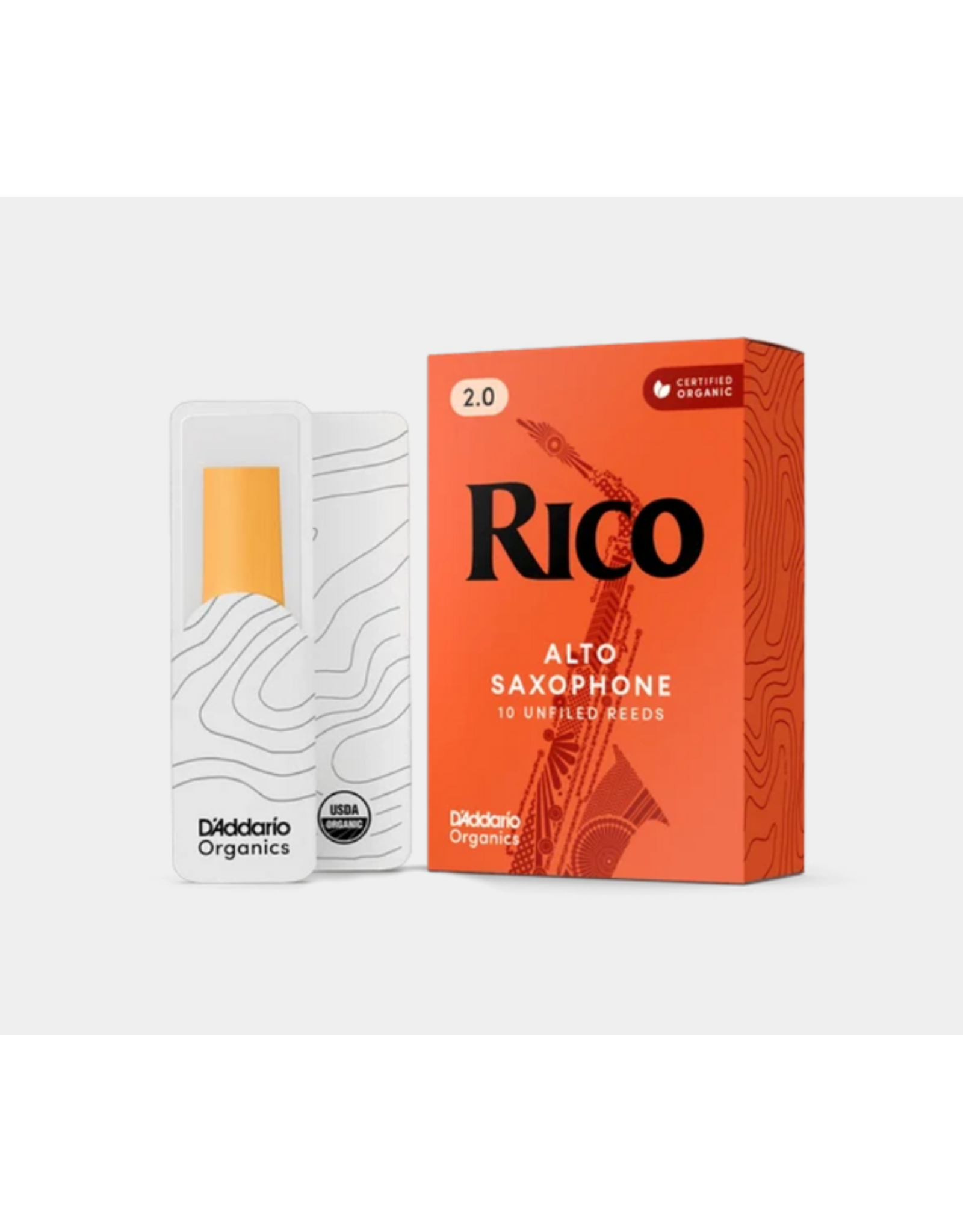 Rico Rico Organic Alto Saxophone Reeds, Strength 2.0, Pack of 10