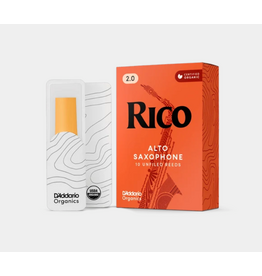Rico Rico Organic Alto Saxophone Reeds, Strength 2.0, Pack of 10