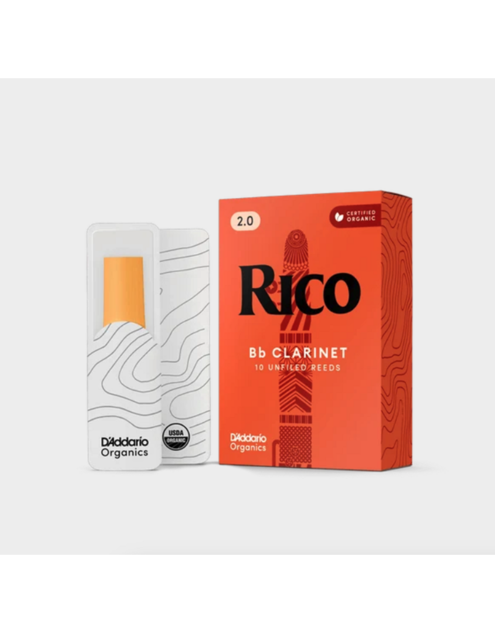 Rico Rico Organic Bb Clarinet Reeds, Strength 2.0, Pack of 10