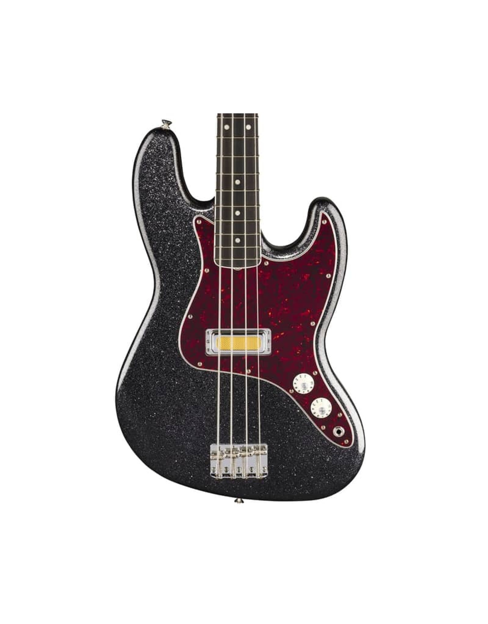 Fender Fender Limited Gold Foil Jazz Bass, Ebony Fretboard, Black Sparkle w/ Gig Bag