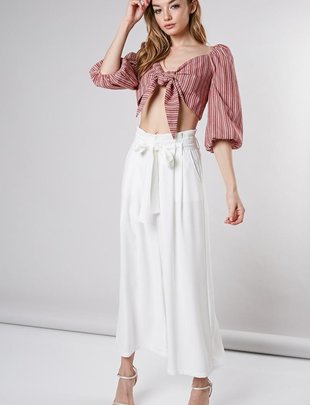 Eva Ribbon Belt Wide Pants