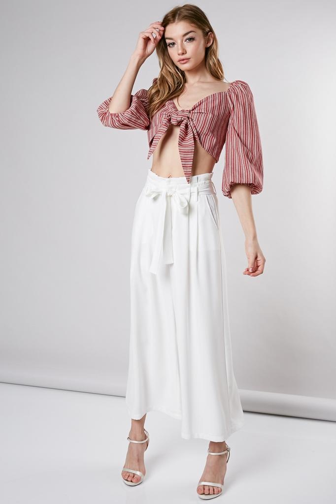 Eva Ribbon Belt Wide Pants