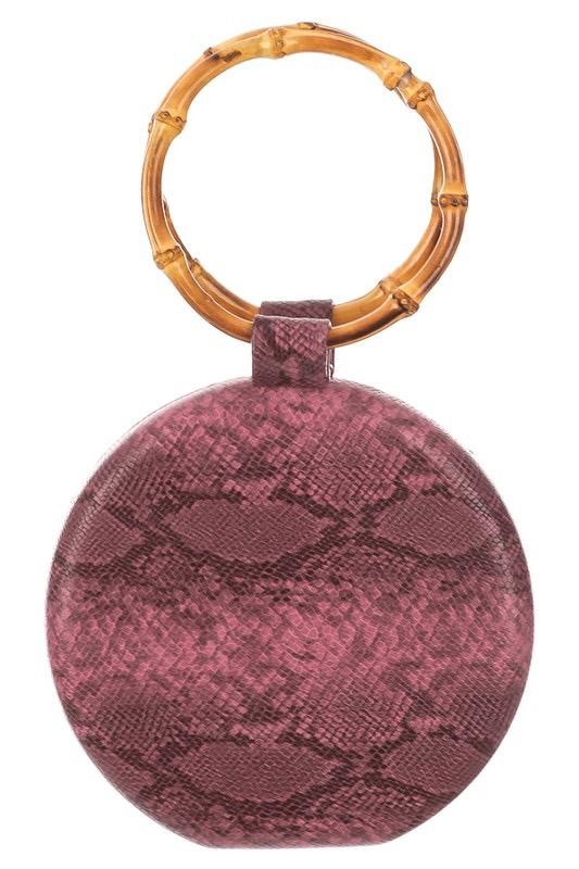 Handbags Snake Print Round Clutch