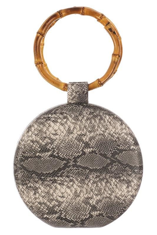 Handbags Snake Print Round Clutch