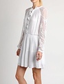 Mini Pleated Dress W/Lace Sleeves