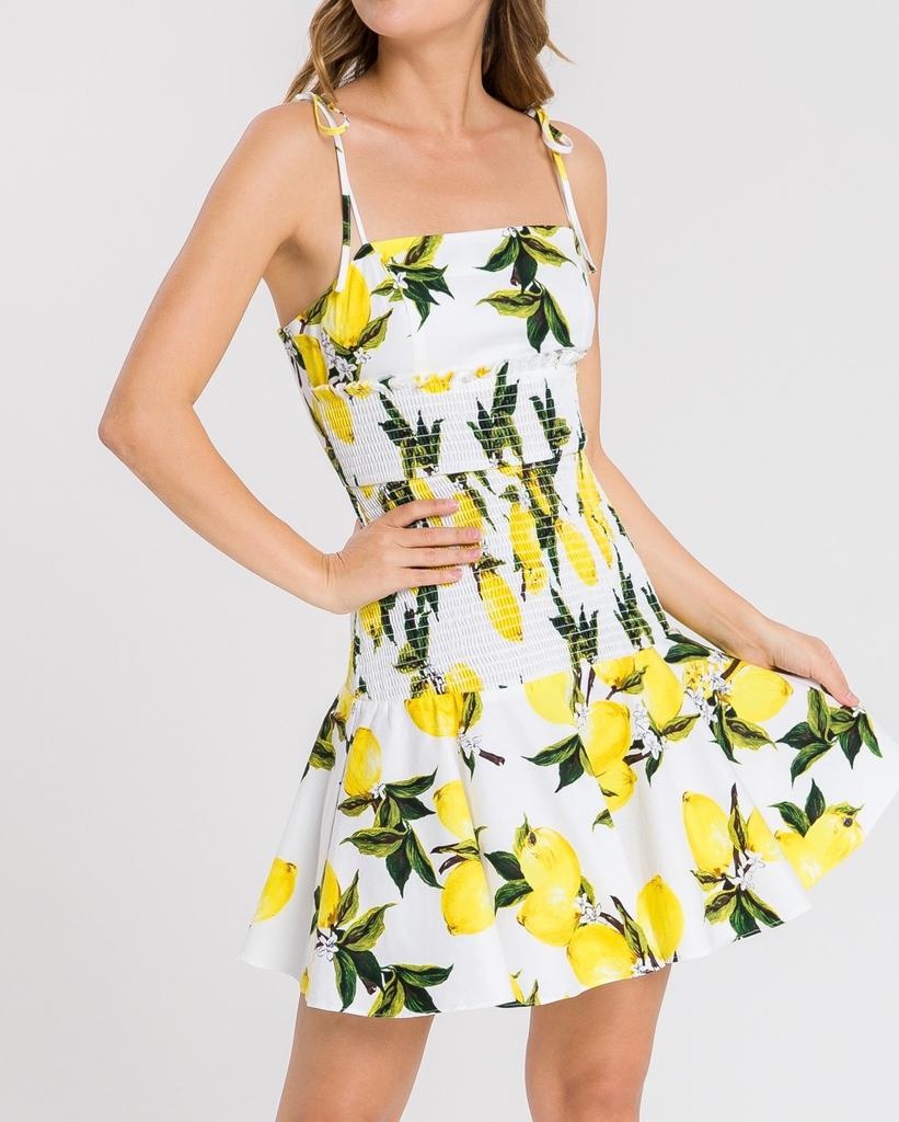 Ariel Lemon Smocked Dress