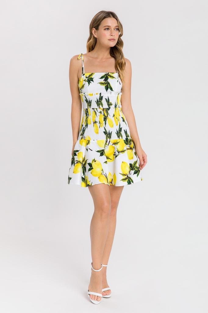 Ariel Lemon Smocked Dress