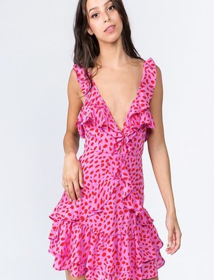 Cheetah Ruffle Mini Dress