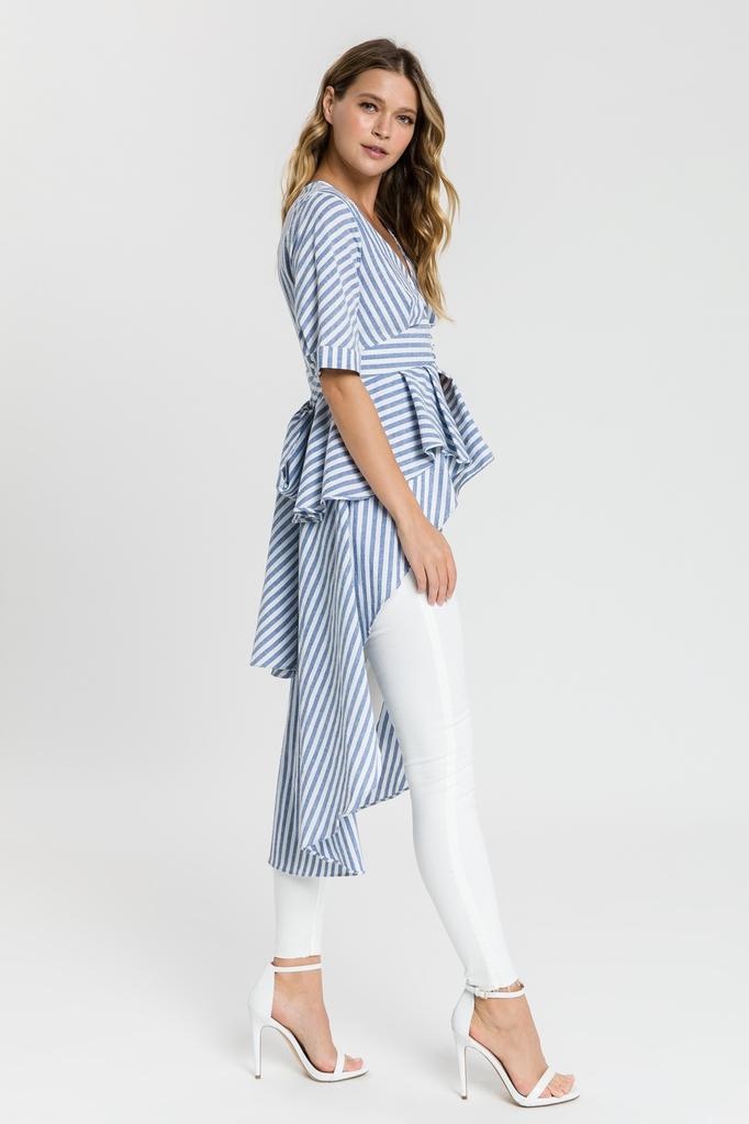 Tasi Stripe Hi-Lo Top