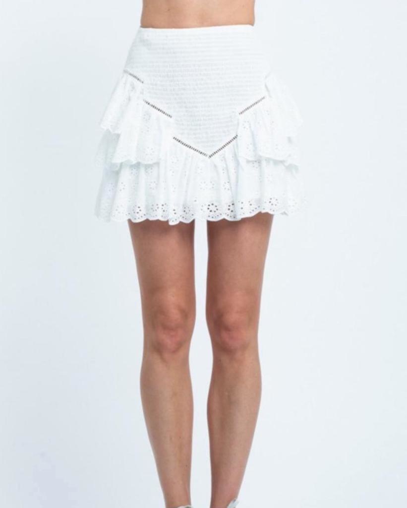 Eyelet Ruffle Mini Skirt