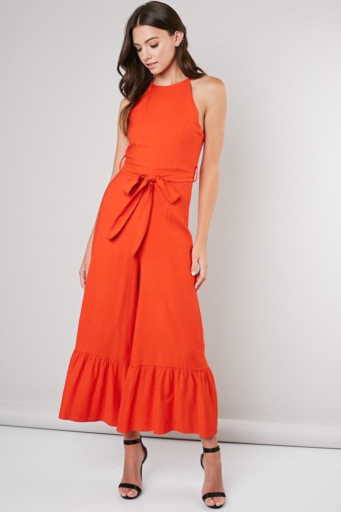 Linen Ruffle Jumpsuit