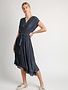 Striped Surplice Midi Dress