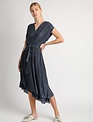 Striped Surplice Midi Dress