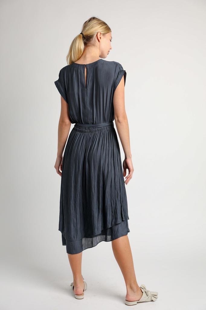 Striped Surplice Midi Dress