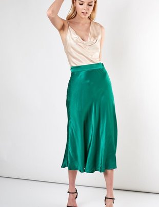 Satin Long Flare Skirt