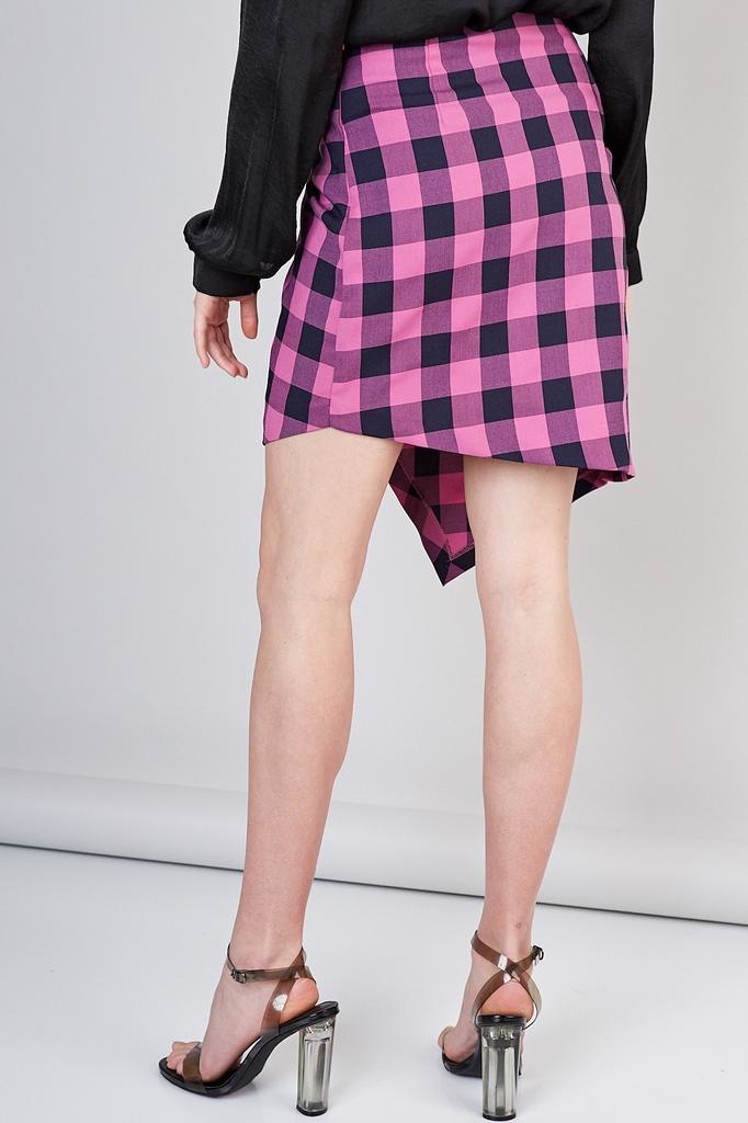 Plaid Asymetrical Wrap Skirt