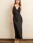 Deep V-Neck Satin Dress