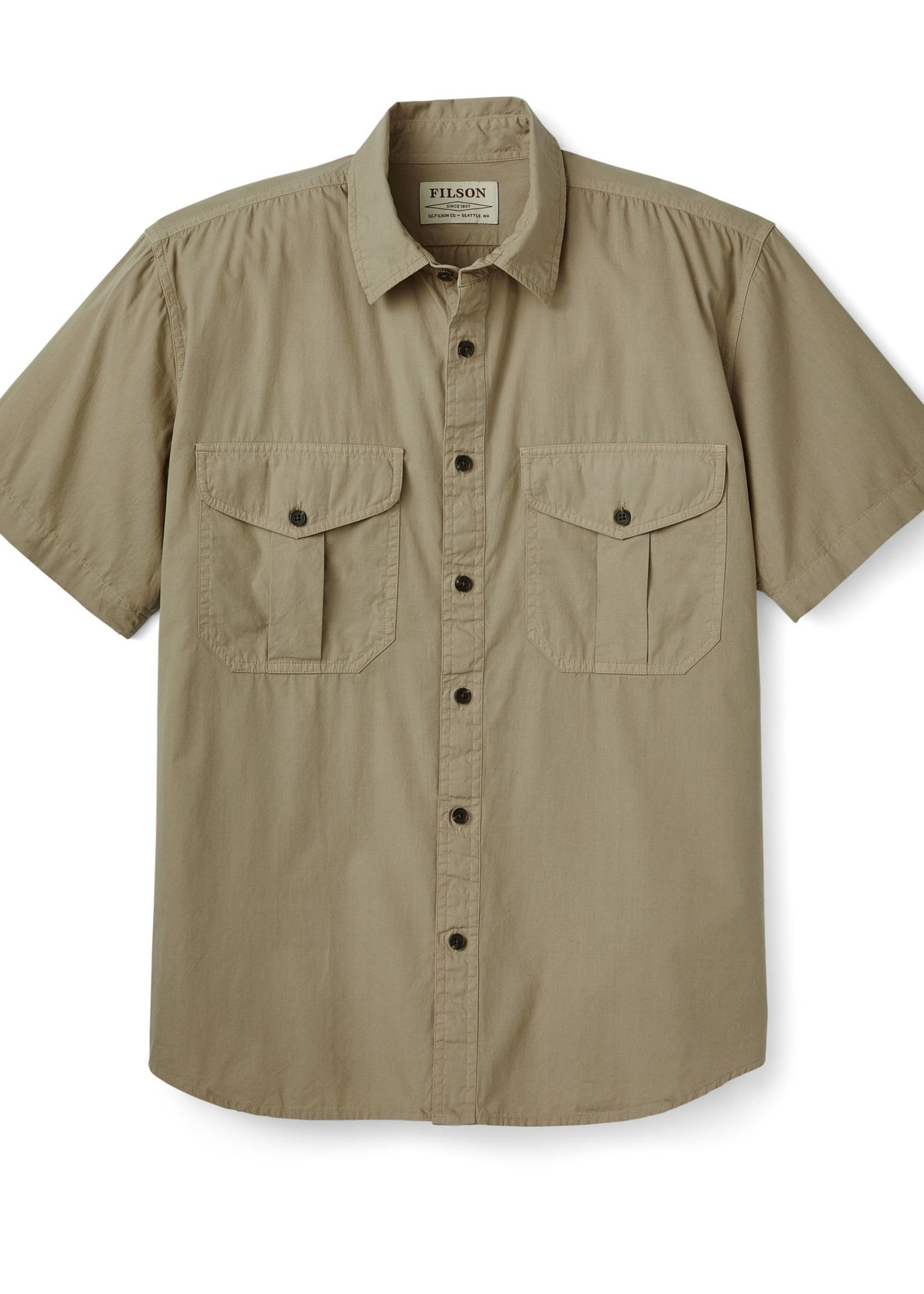 Filson Filson's Washed Short Sleeve Feather Cloth Shirt GreyKhaki XL