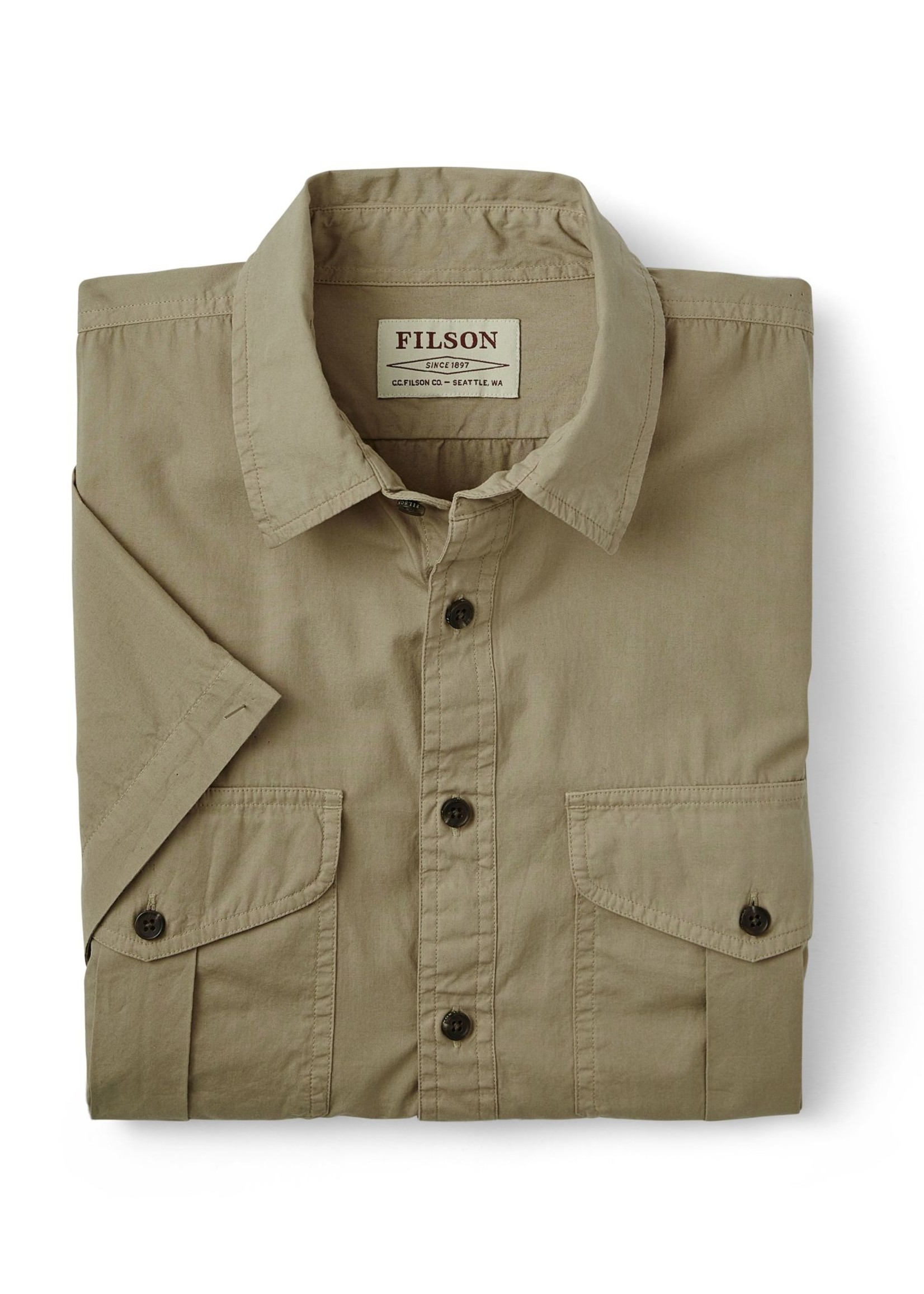 Filson Filson's Washed Short Sleeve Feather Cloth Shirt GreyKhaki XL