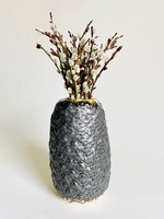 Beiko Ceramics Pineapple Vase: Gun Metal/ Clear