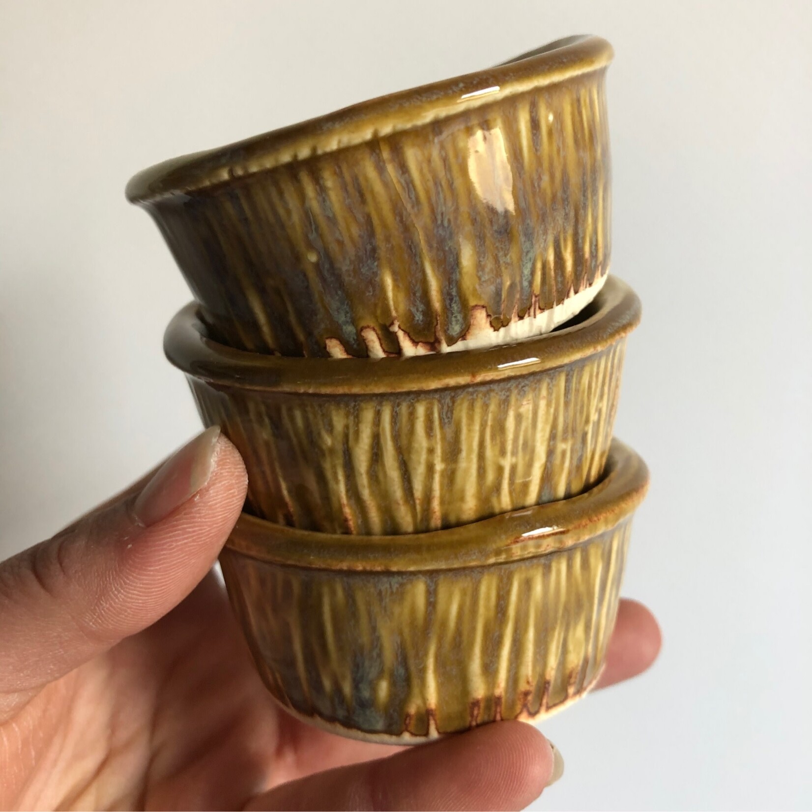 Beiko Ceramics Foil Ramekin: Cream Rust/ Clear