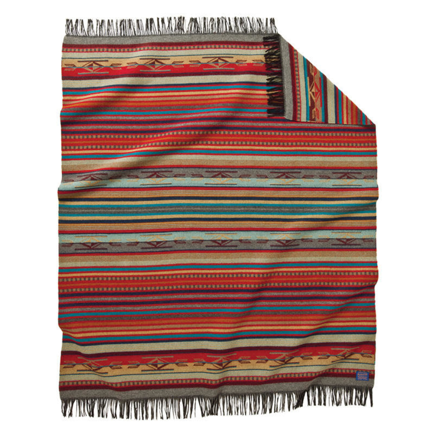 Pendleton Jacquard Fringed Throw: Chimayo Garnet
