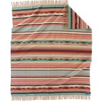 Pendleton Jacquard Fringed Throw: Chimayo Coral