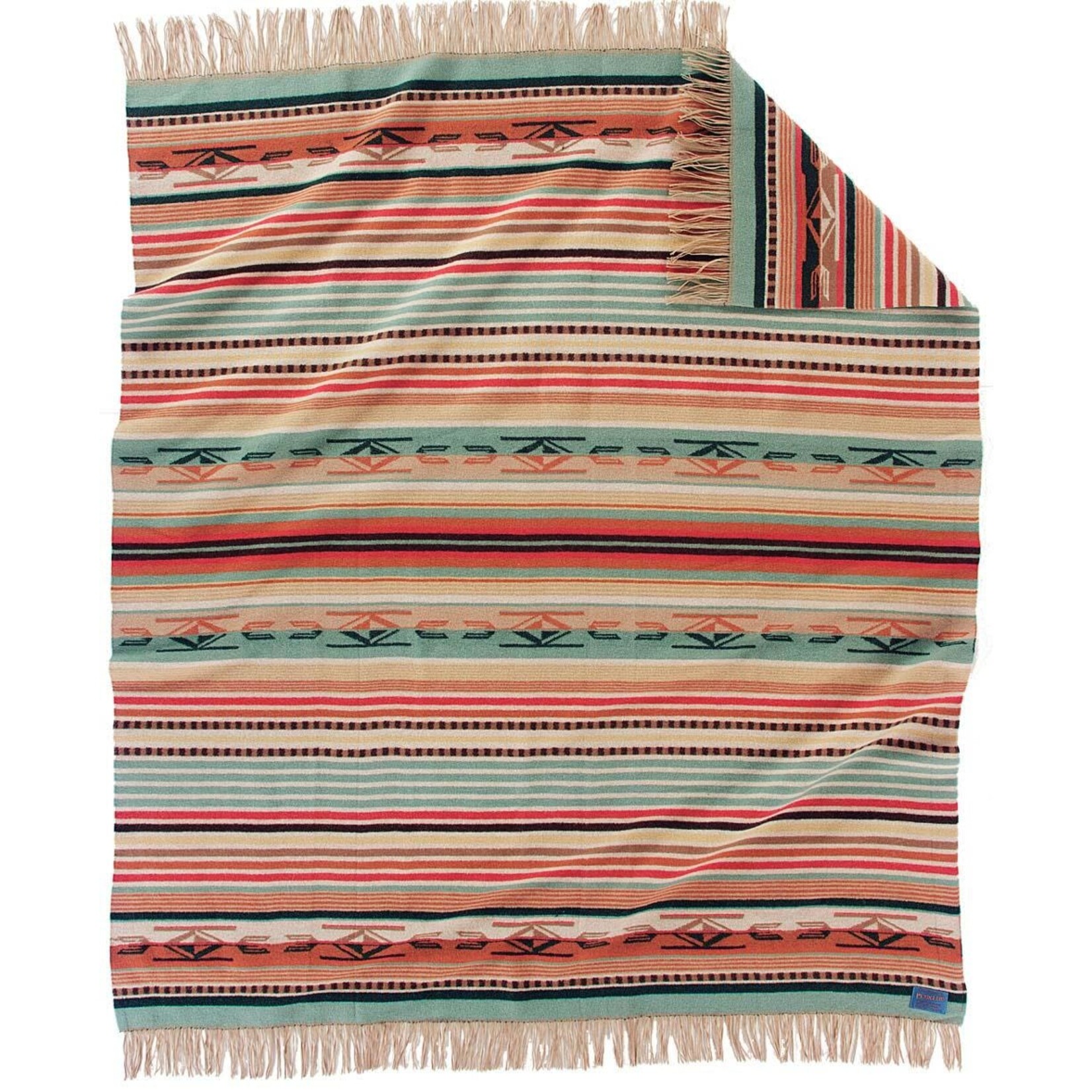 Pendleton Jacquard Fringed Throw: Chimayo Coral