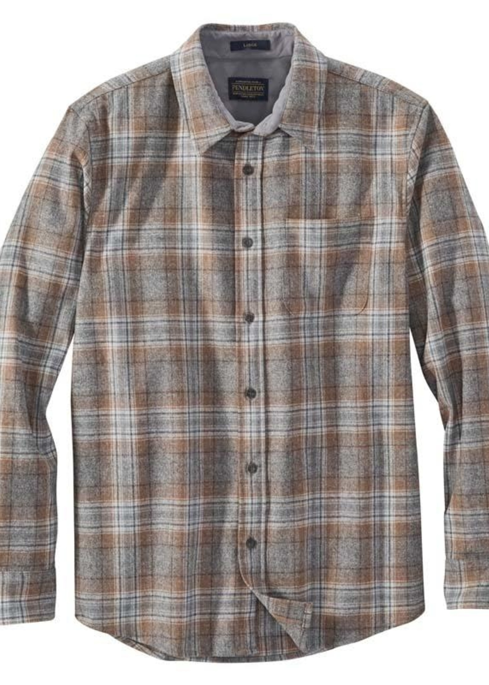 Pendleton Lodge Shirt: Grey/Tan Plaid