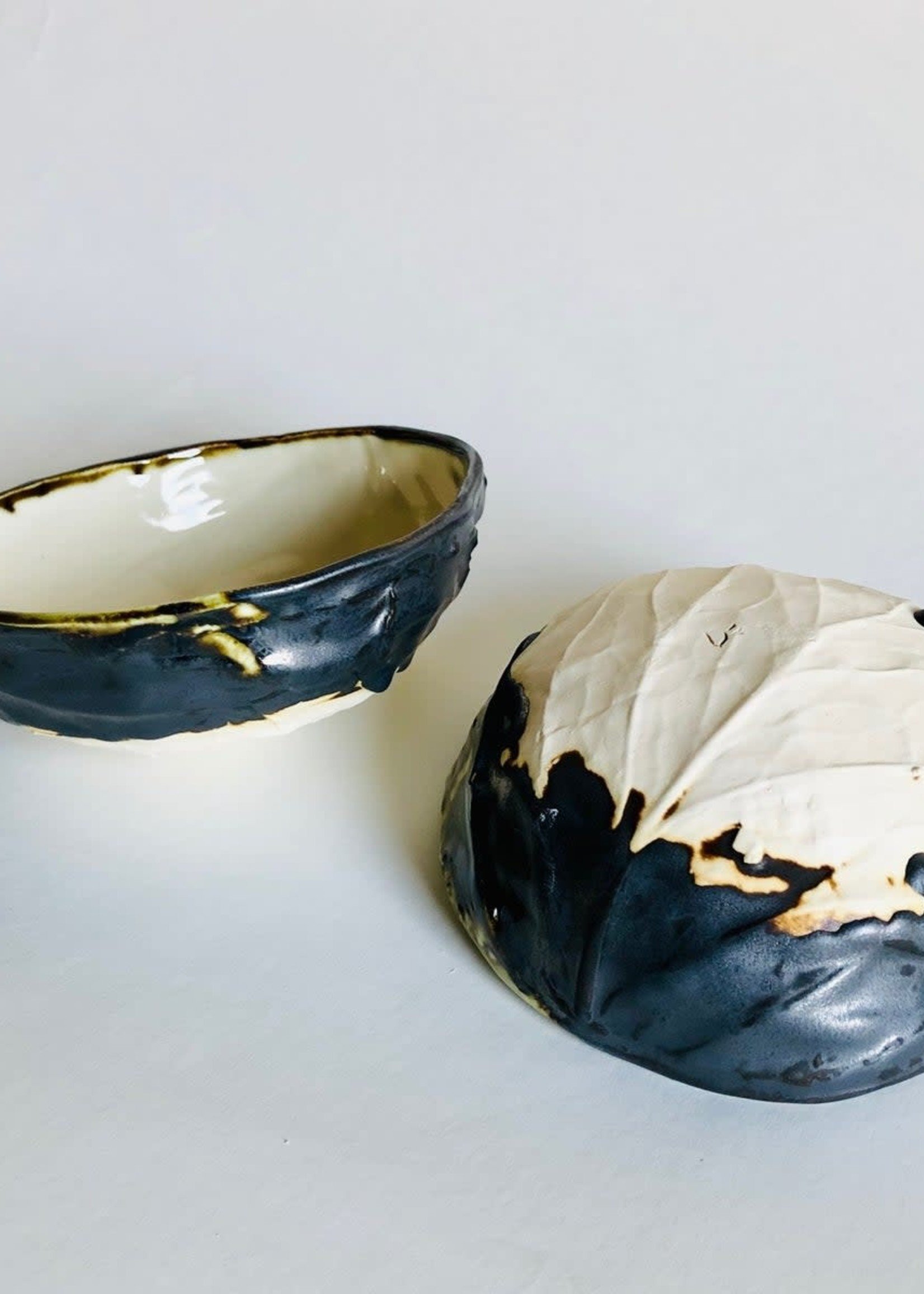 Beiko Ceramics Cabbage Bowl: Gun Metal/ Clear