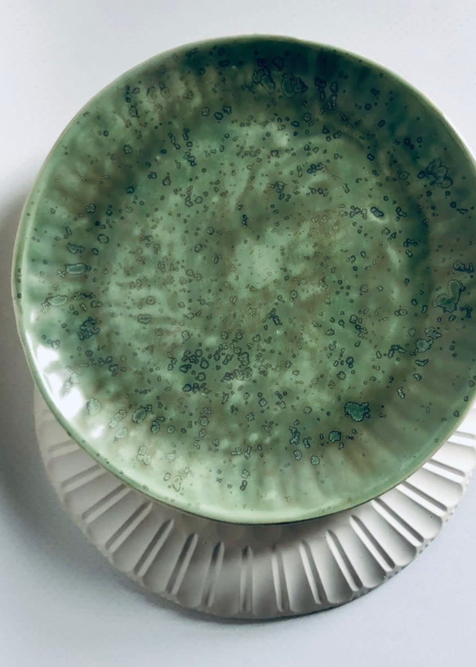 Beiko Ceramics Faceted Plate - Medium: Green Star