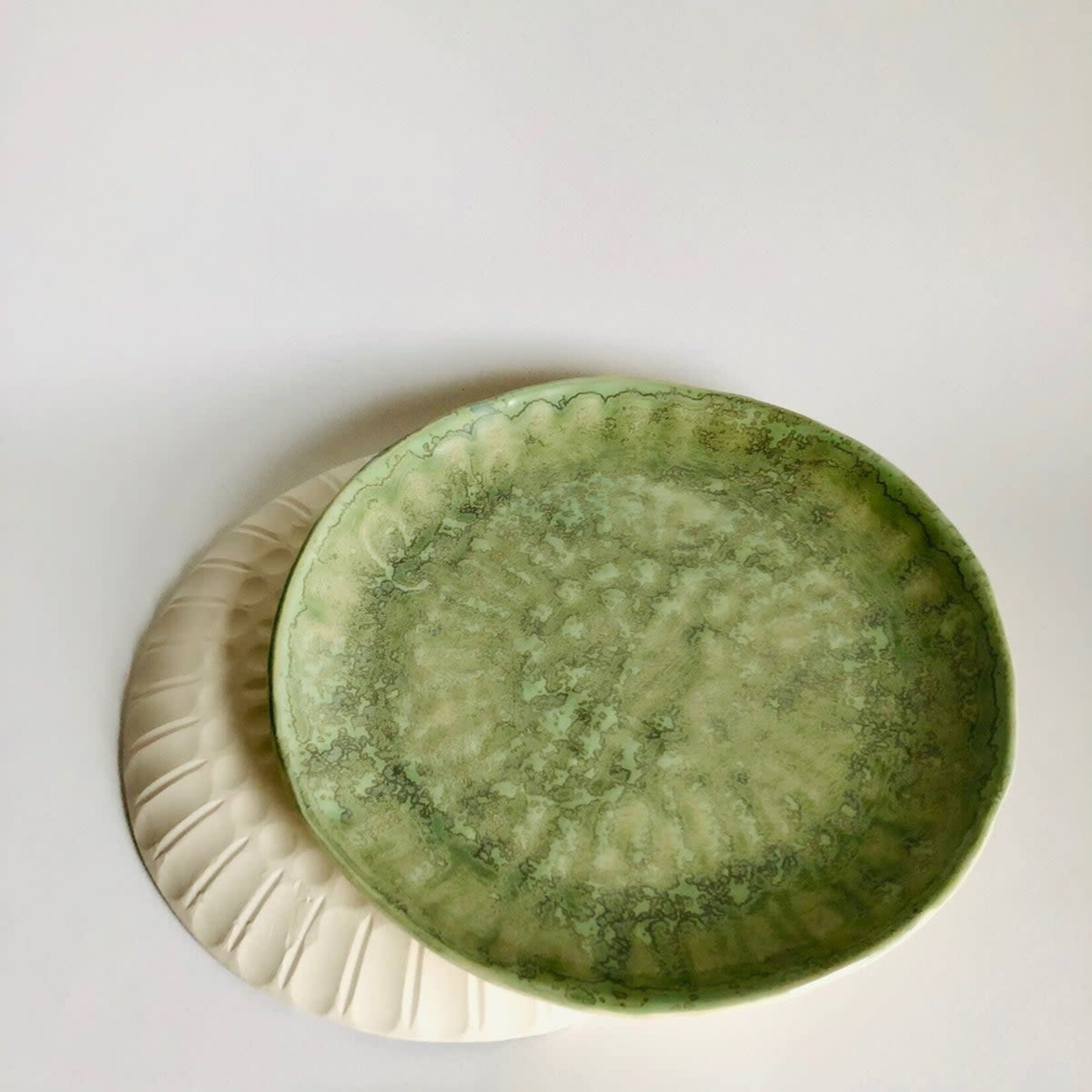 Beiko Ceramics Faceted Plate - Large: Green Star