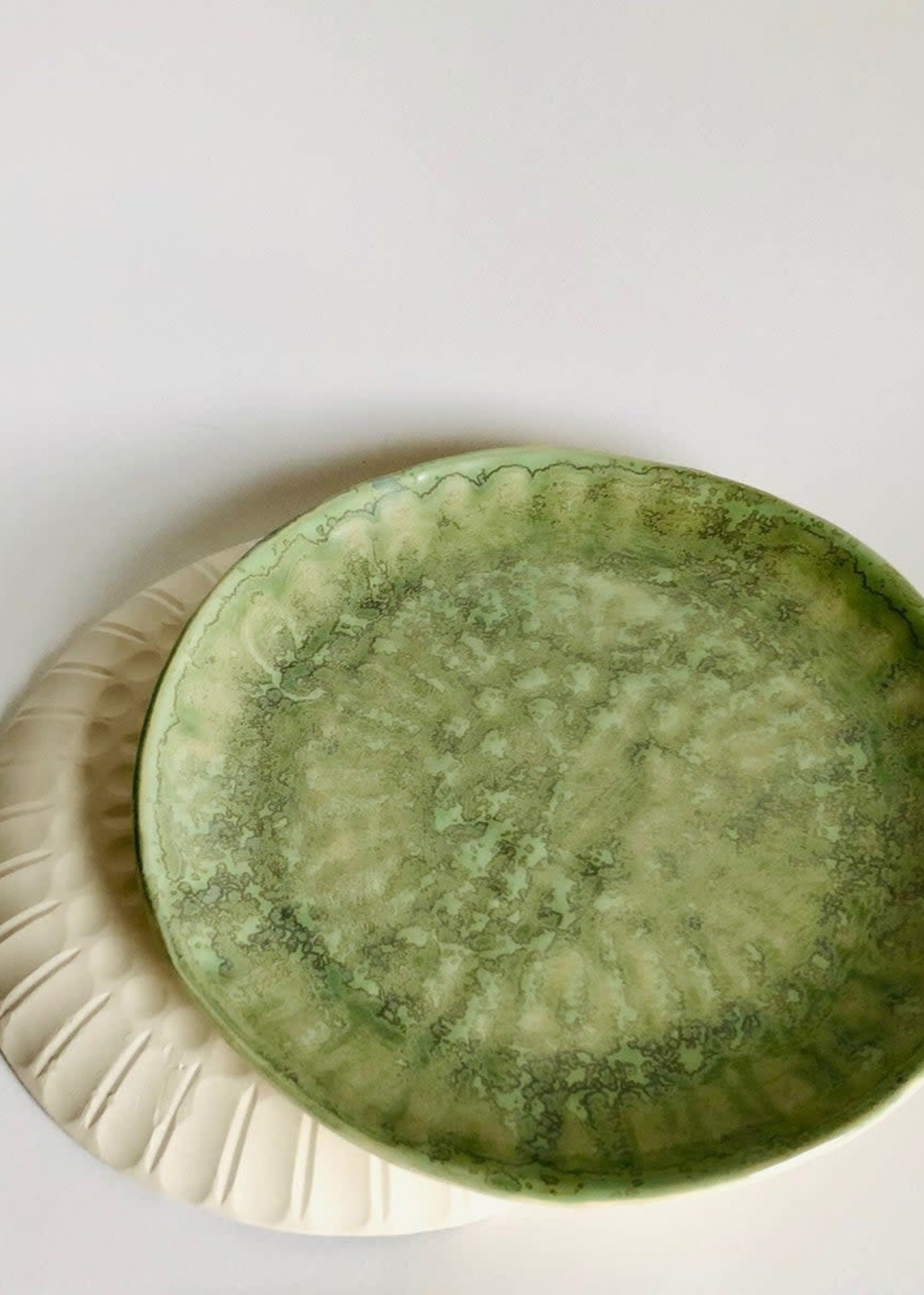 Beiko Ceramics Faceted Plate - Large: Green Star