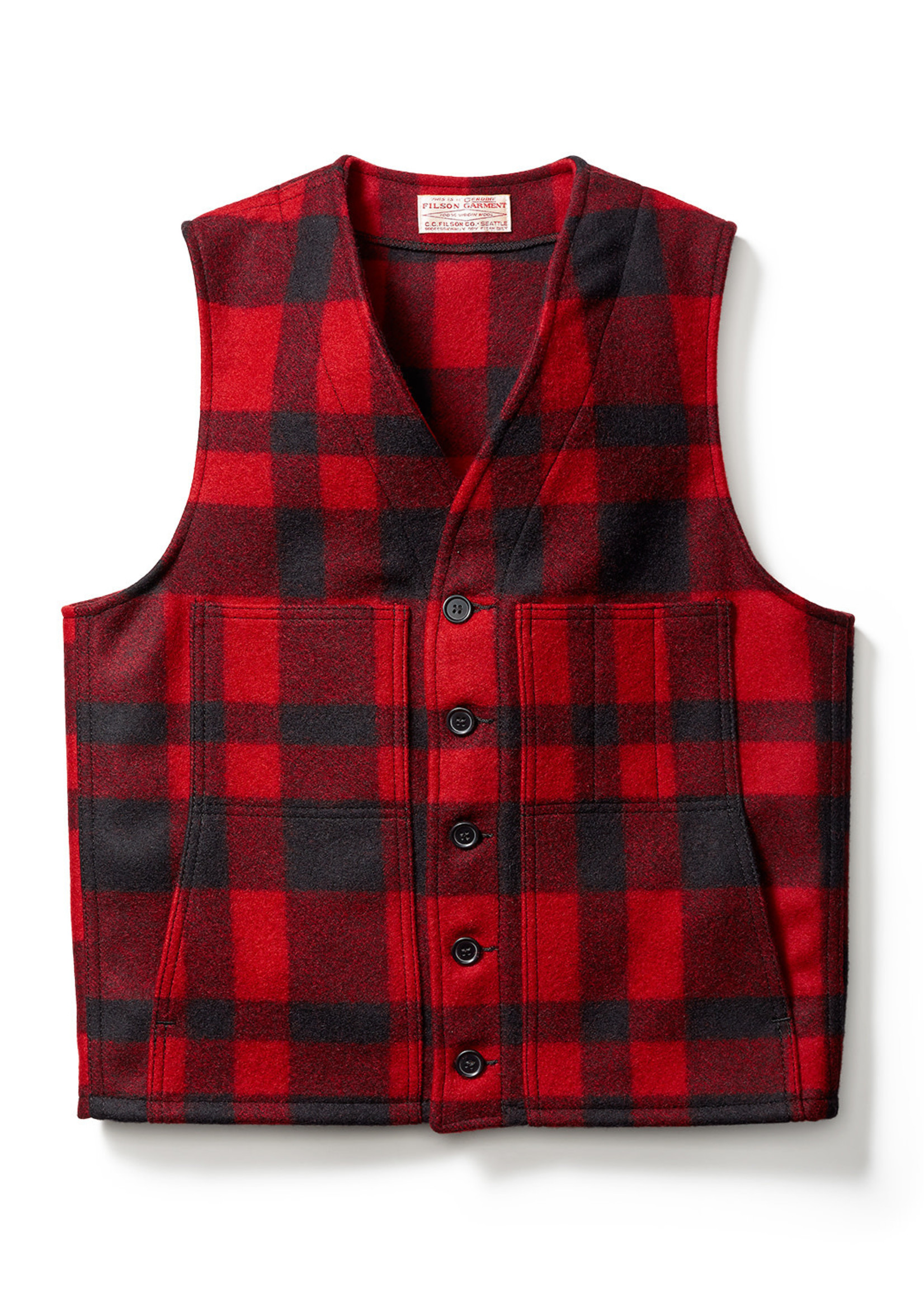 Filson Mackinaw Wool Vest: RedBlack