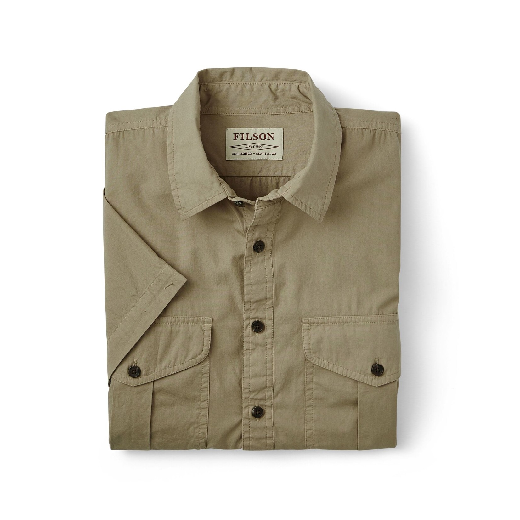 Filson Washed Short Sleeve Feather Cloth Shirt: GreyKhaki