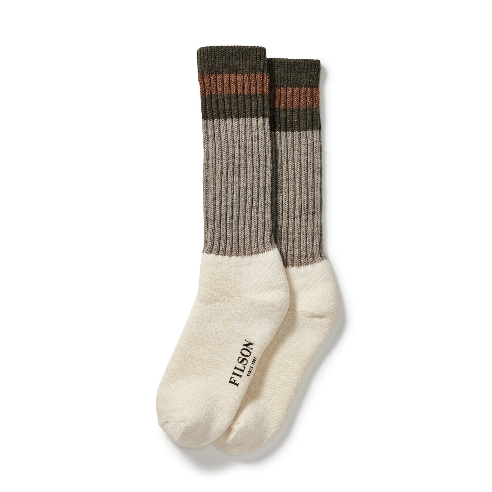 Filson 1970's Logger Thermal Sock: GreenBrown