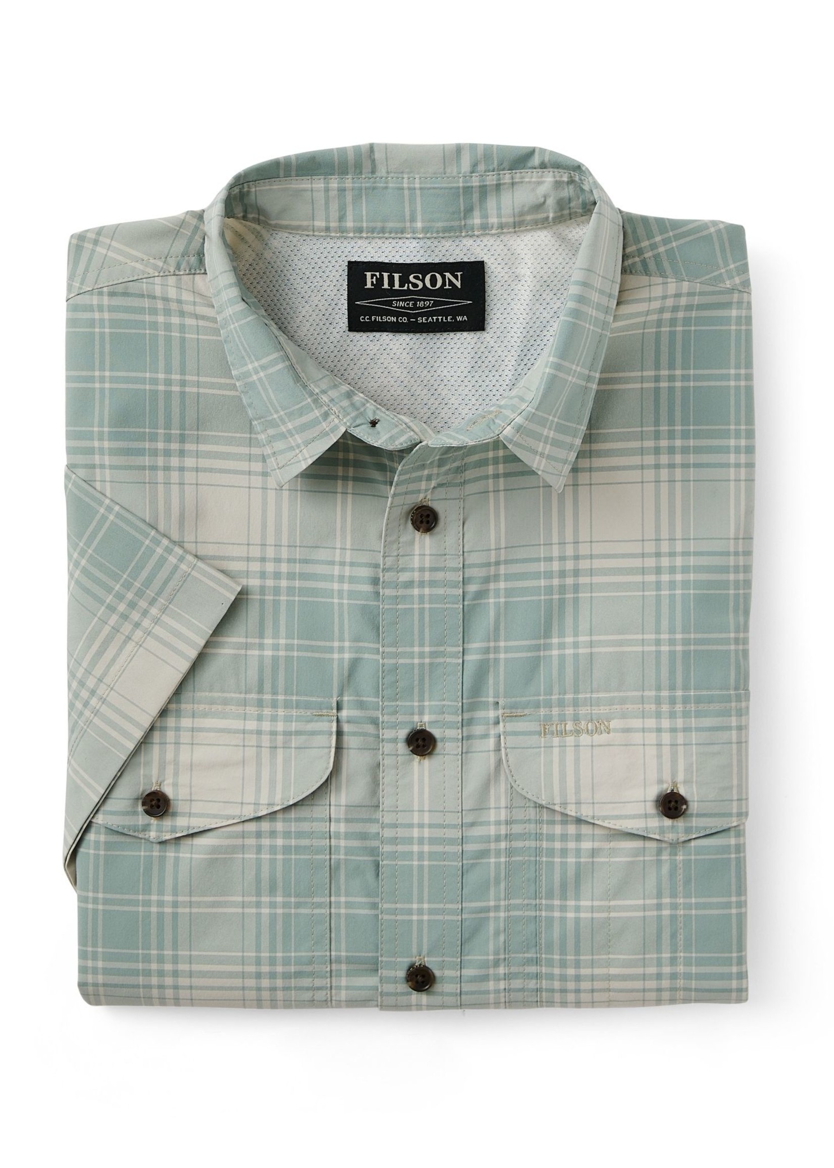 Filson Twin Lakes Short Sleeve Sport Shirt: SageCream