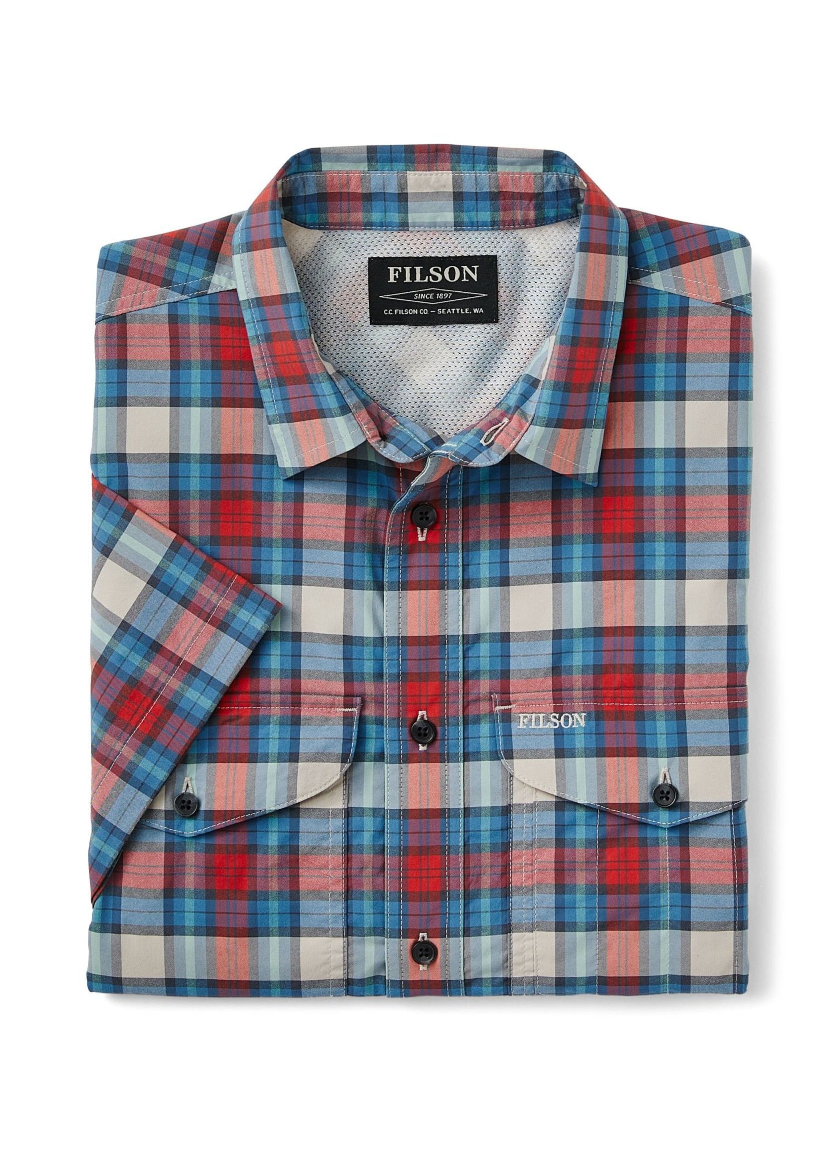 Filson Twin Lakes Short Sleeve Sport Shirt: BluecMrdBl