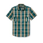 Filson Filson's Washed Short Sleeve Feather Cloth Shirt: GrnGldWht
