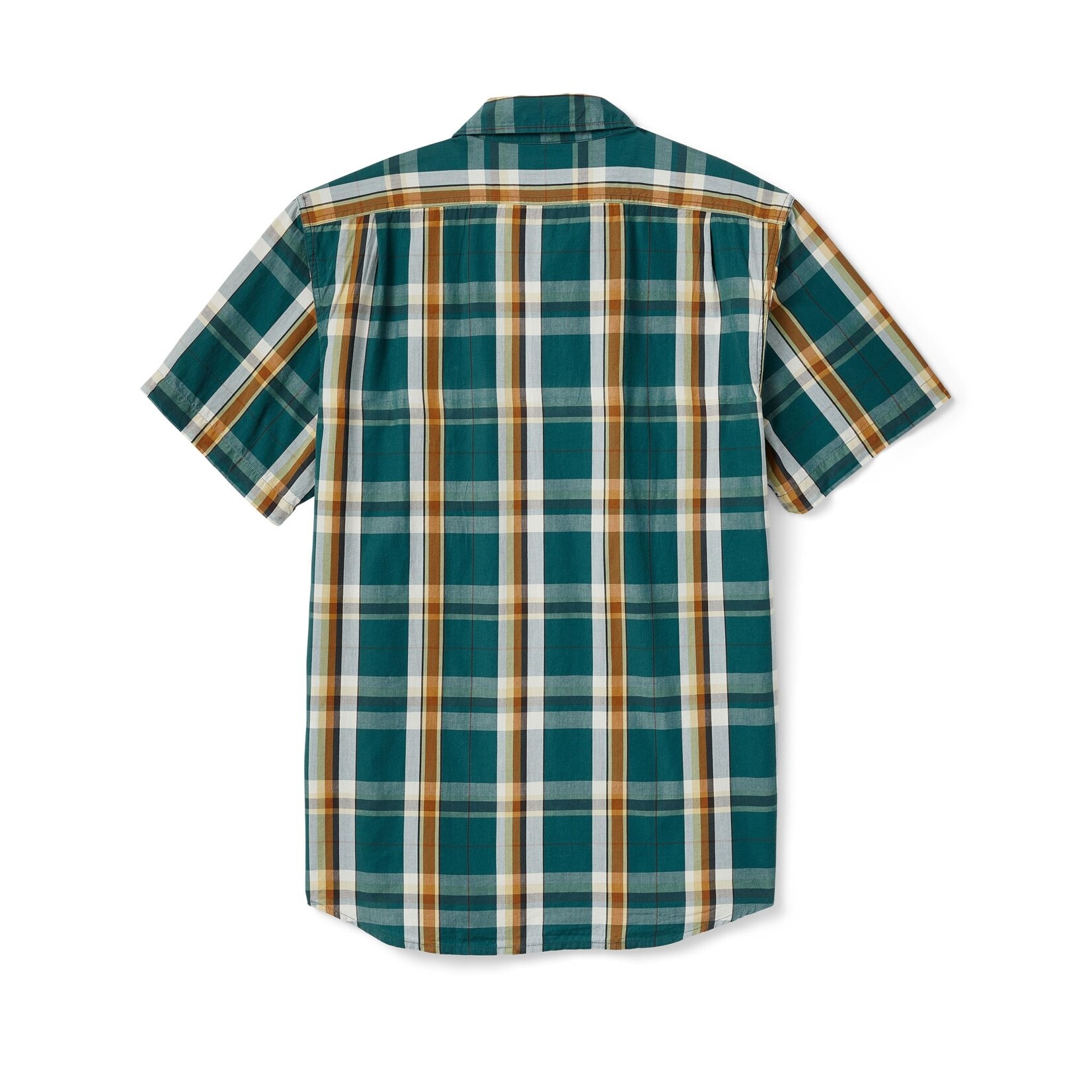 Filson Filson's Washed Short Sleeve Feather Cloth Shirt: GrnGldWht