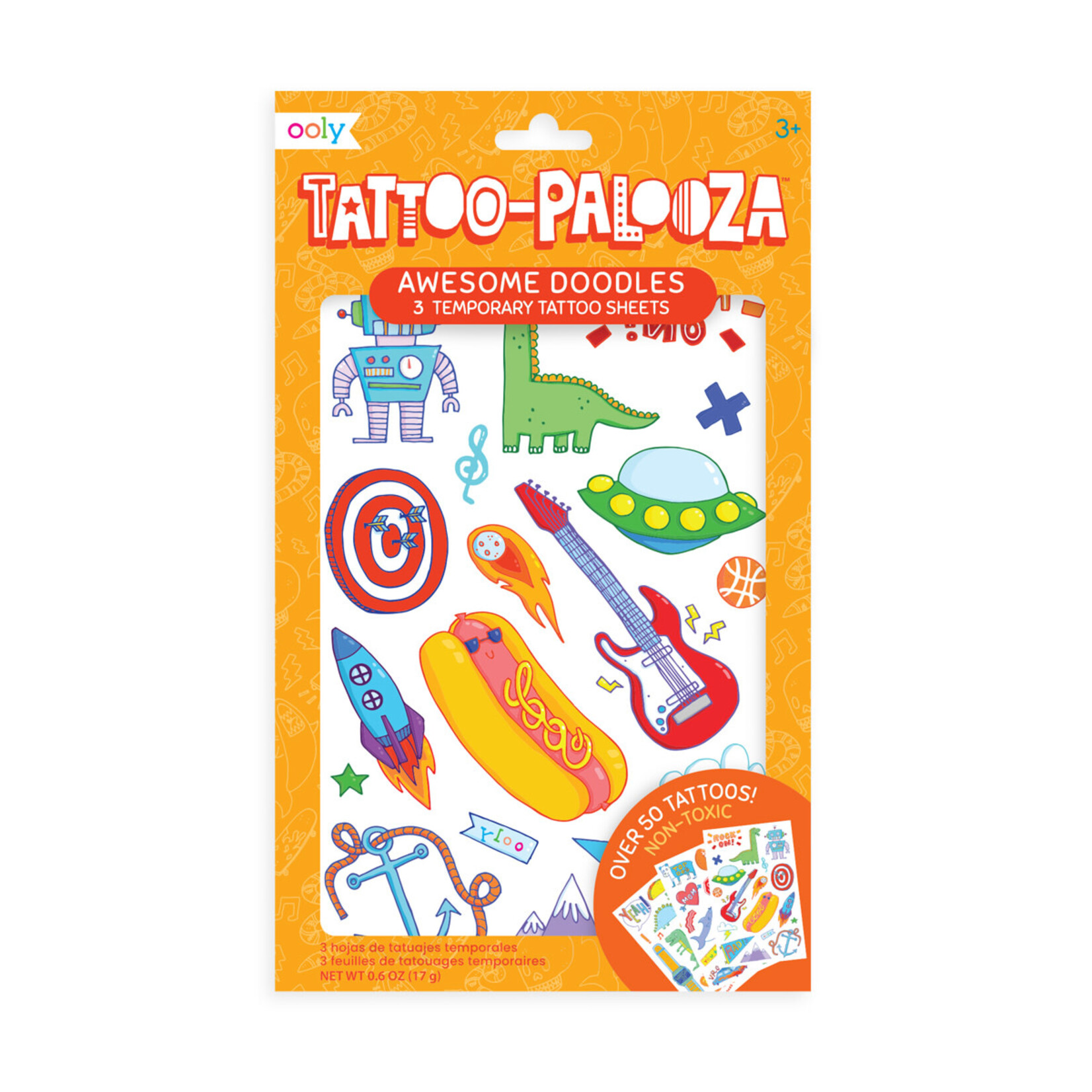 OOLY Tattoo Palooza Temporary Tattoo: Awesome Doodles - 3 Sheets