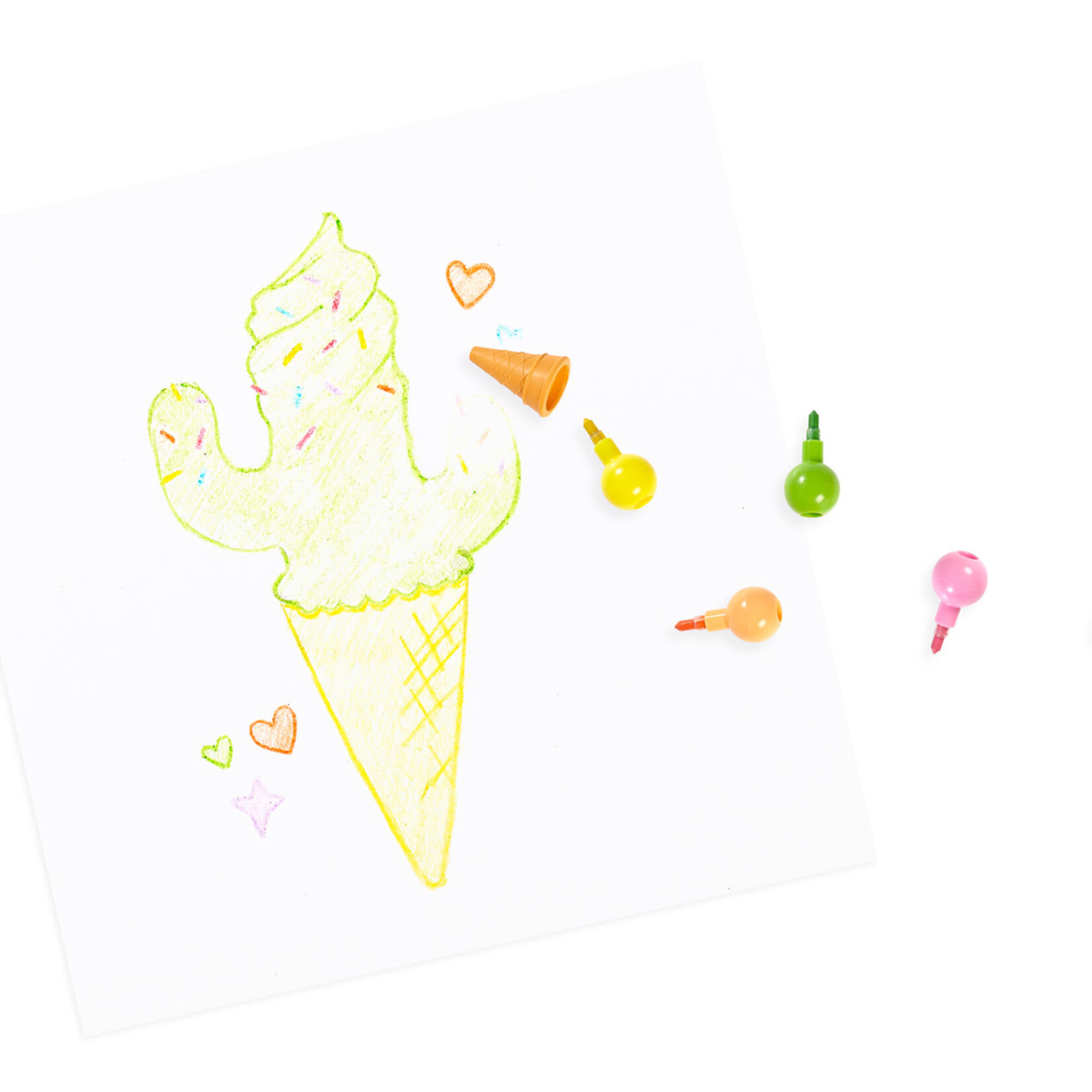 OOLY Rainbow Scoops Stacking Erasable Crayons + Scented Eraser
